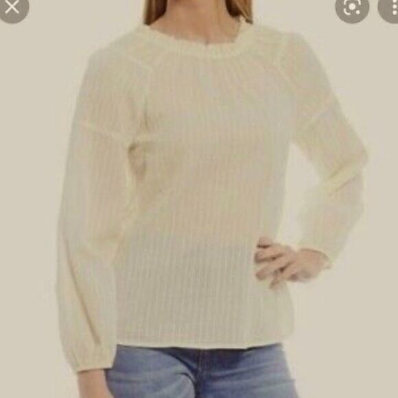 Chelsea & Violet Cream Boho blouse Bow Large Toasted Ivory Spring - Picture 1 of 8